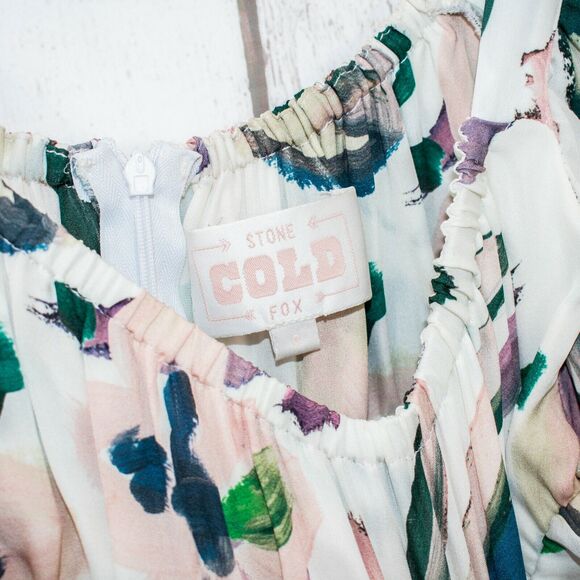 Stone cold fox Size 0 Silk Mini Dress white hopper Floral - Picture 3 of 11